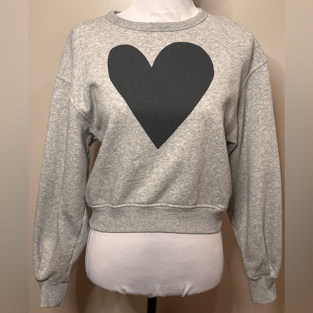 Old Navy cropped black heart logo sweatshirt gray size XS